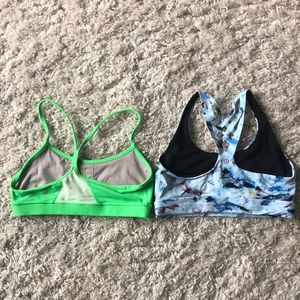 Lululemon sports bras, great condition, lime green and blue with pattern